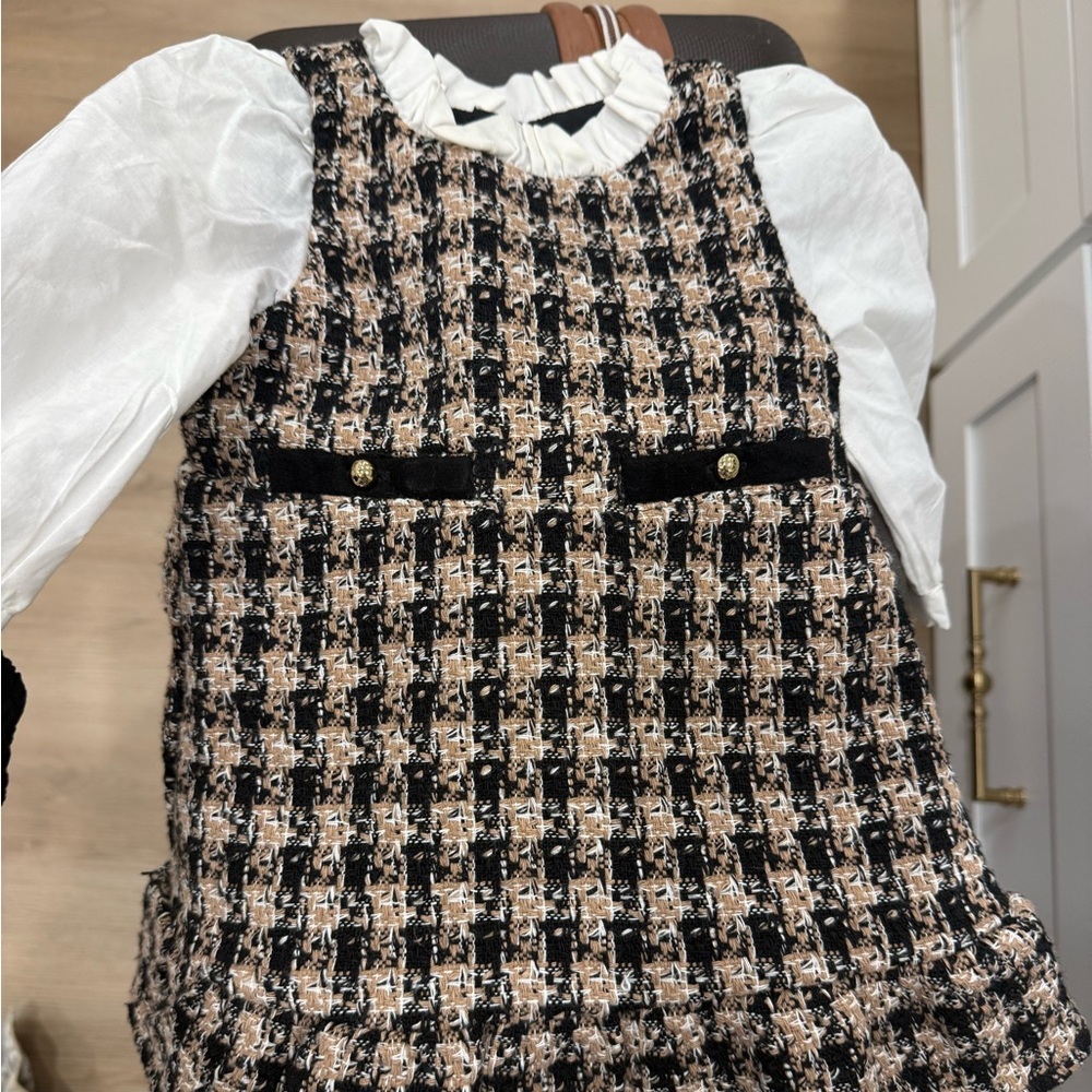 Janie and Jack 
Chic Tweed Dress with White Sleeves